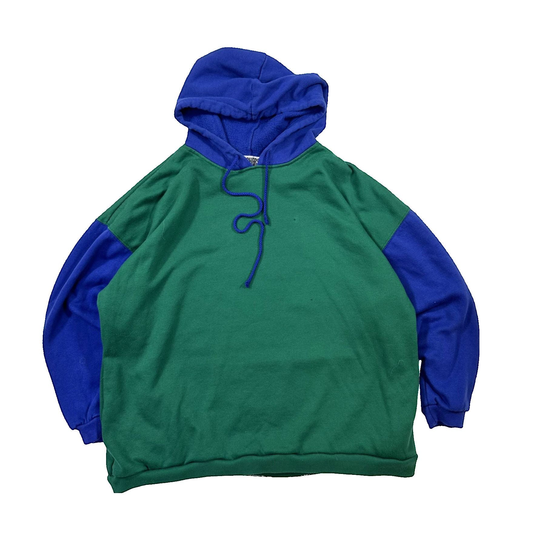 Vintage 90s Green Blue Color Block Hoodie Sweater SouthmeadAndCo