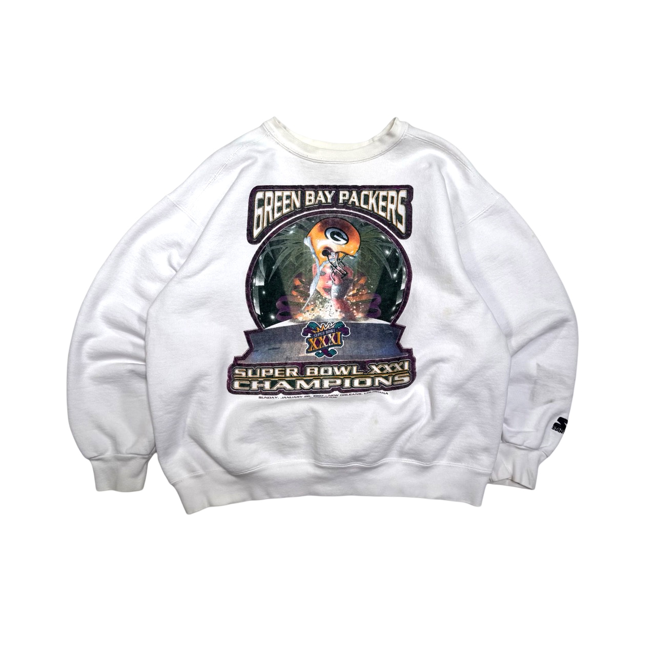 Vintage 90s Green Bay Packers Super Bowl Championship Graphic Sweater