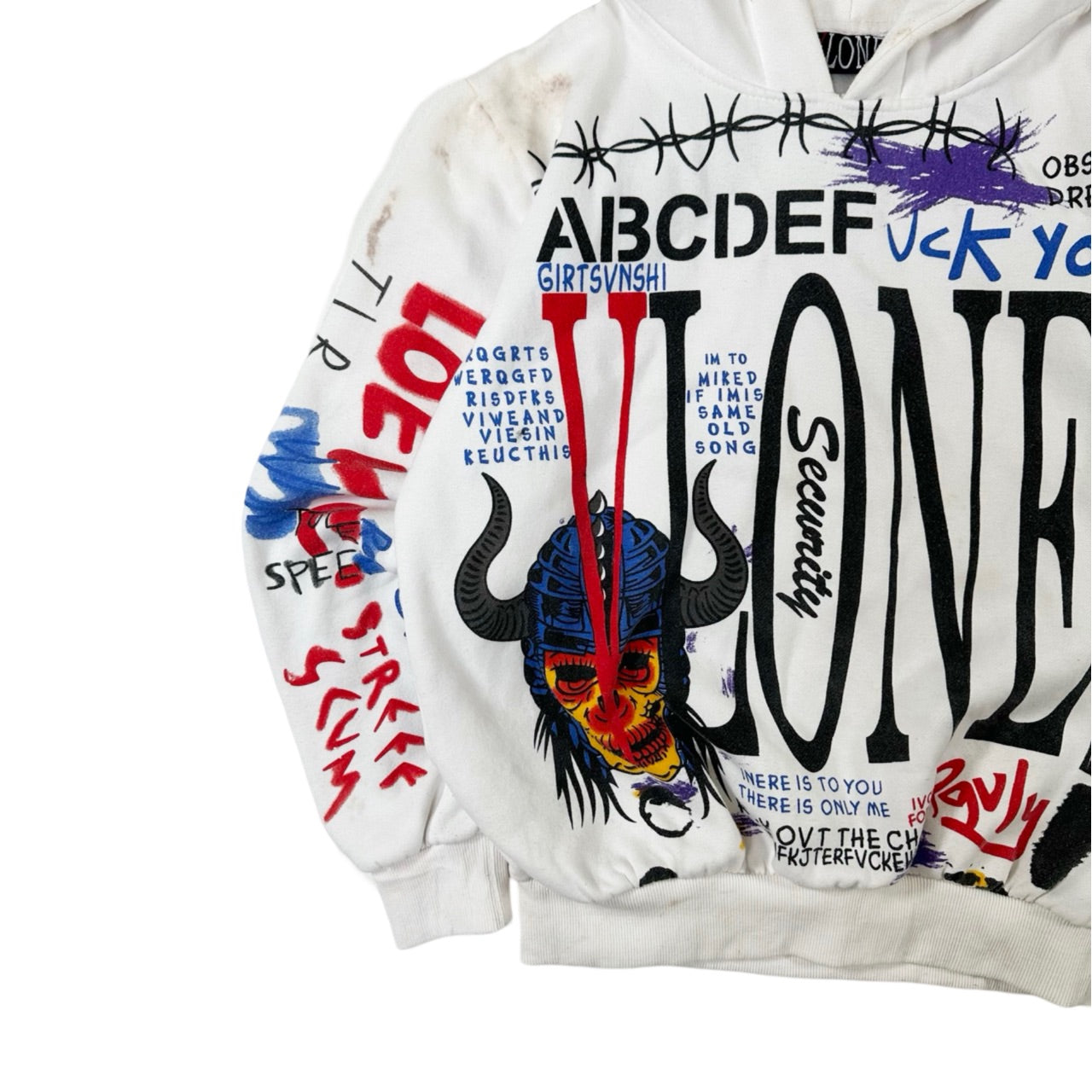 Streetwear VLONE ABCDEF. Graphic Print Hooded Sweater