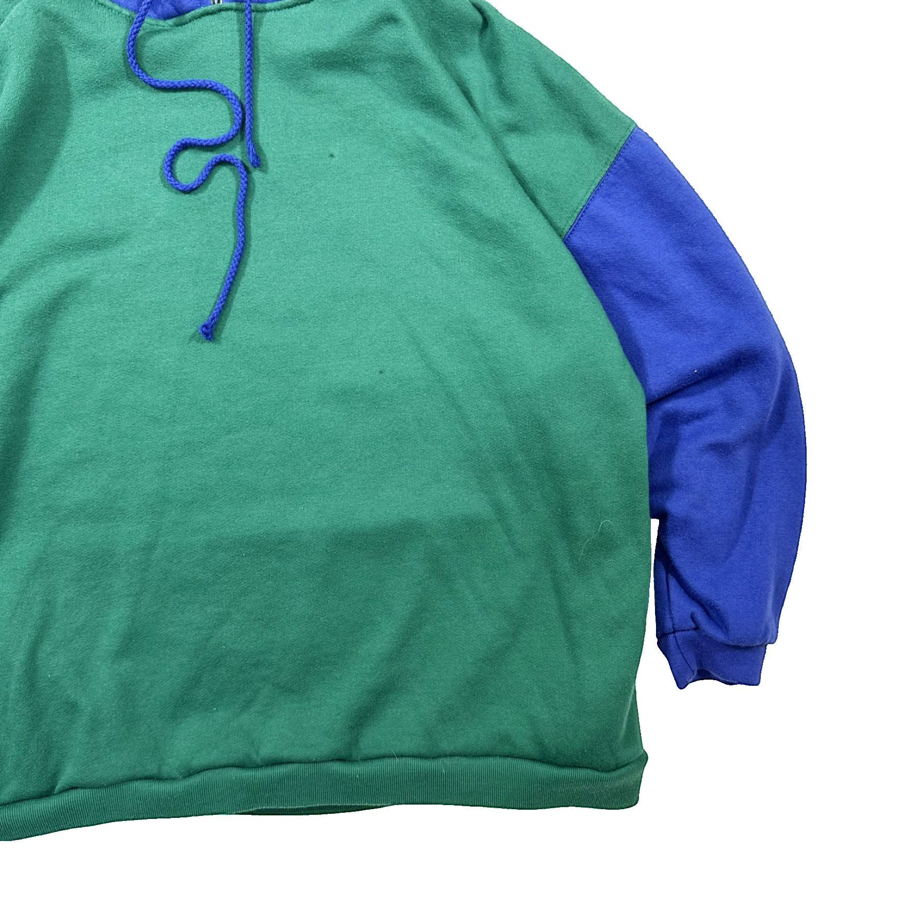 Vintage 90s Green Blue Color Block Hoodie Sweater SouthmeadAndCo